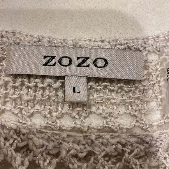 Zozo Crochet Sweater Oatmeal Womens Size Large Scoop Neck - Picture 8 of 10